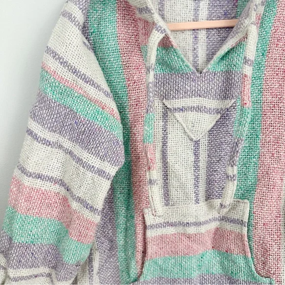 Vintage Pastel Baja Pullover, Hippie Hoodie, Mexican, Southwestern - Picture 2 of 5